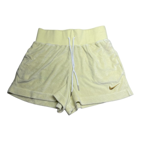 Nike Yellow Terry Cloth Retro 2” Inseam High Waist Shorts Women’s Size Small - Picture 1 of 13